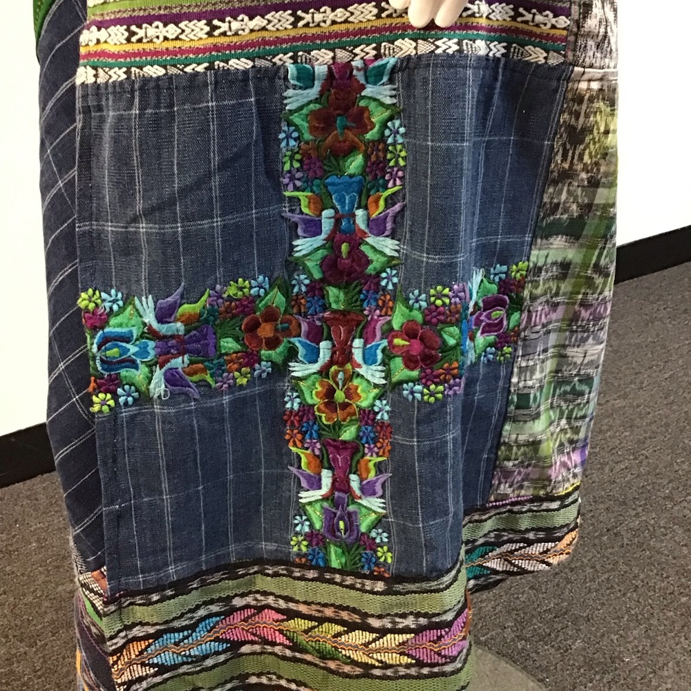 Guatemalan Hand-made Up cycled wrap jean skirt